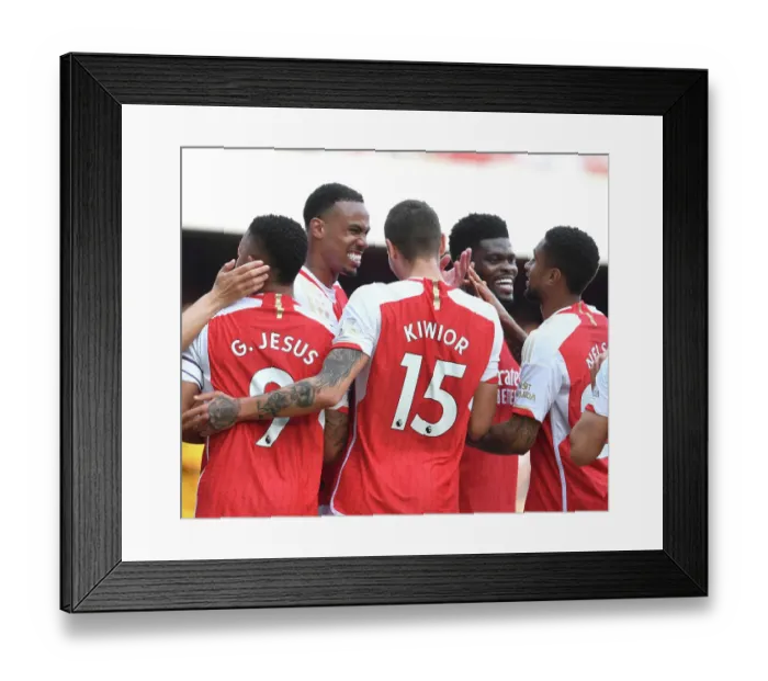 Framed Print : Arsenal's Five-Star Performance: Jakub Kiwior's Brace Seals Victory Over Wolverhampton Wanderers (2022-23)