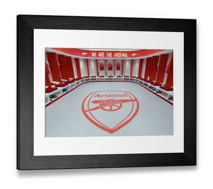 Framed Print : Arsenal Dressing Room: Pre-Match Focus and Intensity before the Clash against Wolverhampton Wanderers (2022-23)