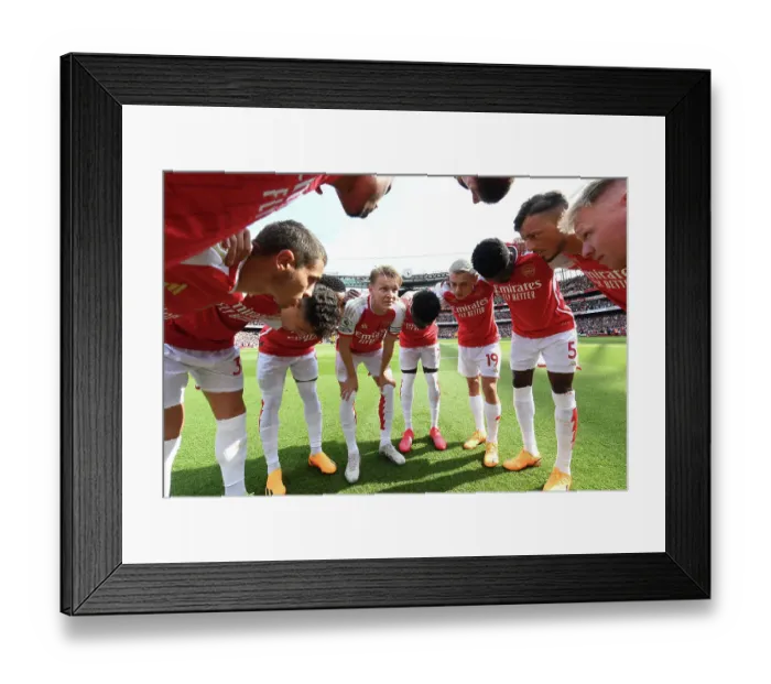 Framed Print : Arsenal Players Unite: The Pre-Battle Huddle vs. Wolverhampton Wanderers (2022-23) Framed Print : Arsenal Players Unite: The Pre-Battle Huddle vs. Wolverhampton Wanderers (2022-23)