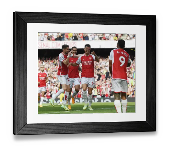 Framed Print : Arsenal's Xhaka Scores First Goal in Arsenal-Wolverhampton Victory, 2022-23 Premier League