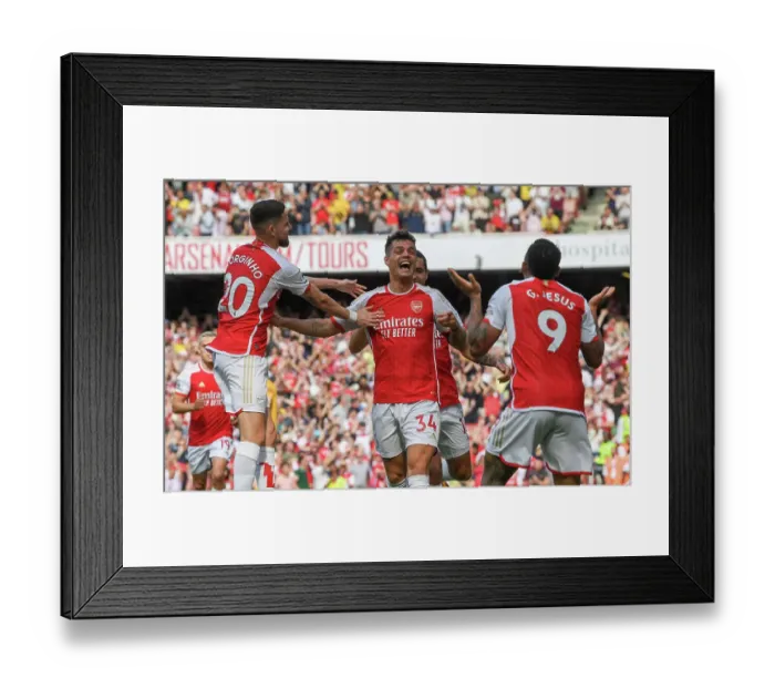 Framed Print : Arsenal's Xhaka Scores First Goal: Arsenal FC vs. Wolverhampton Wanderers, Premier League 2022-23