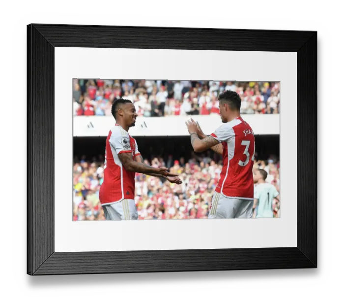 Framed Print : Xhaka Stunner: Arsenal's First Goal in Premier League Victory Over Wolverhampton Wanderers (2022-23)