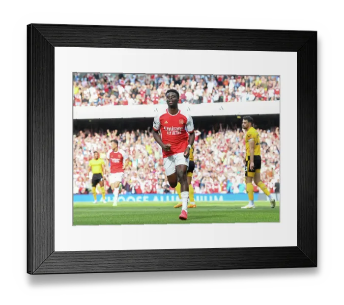 Framed Print : Bukayo Saka's Thrilling Hat-Trick: Arsenal Secures Victory Against Wolverhampton Wanderers in 2022-23 Premier League Framed Print : Bukayo Saka's Thrilling Hat-Trick: Arsenal Secures Victory Against Wolverhampton Wanderers in 2022-23 Premier League
