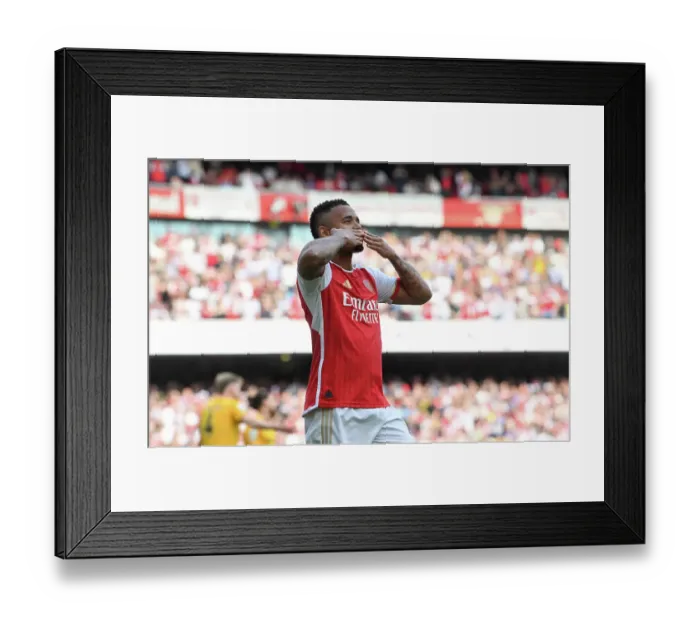 Framed Print : Arsenal's Gabriel Jesus Scores Fourth Goal in Thrilling Victory over Wolverhampton Wanderers (2022-23)