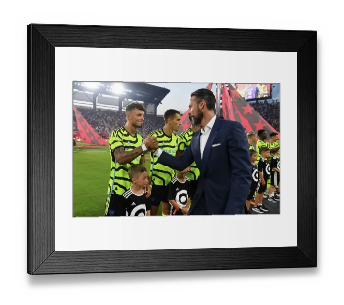 Framed Print : Arsenal FC at MLS All-Star Game: Josh Kroenke Interacts with Ben White Framed Print : Arsenal FC at MLS All-Star Game: Josh Kroenke Interacts with Ben White
