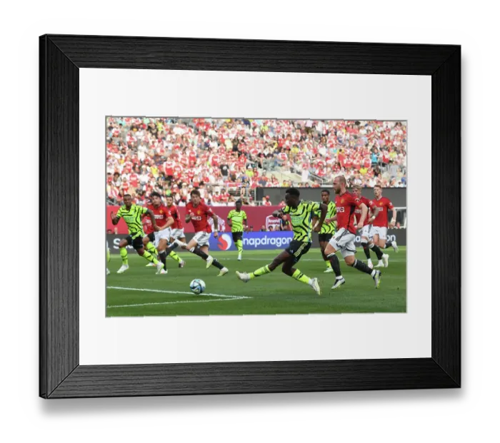 Framed Print : Arsenal's Eddie Nketiah Shines in Pre-Season Clash Against Manchester United at MetLife Stadium (2023-24)