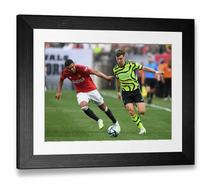 Framed Print : Tierney vs Casemiro: A Pre-Season Battle at MetLife Stadium (2023) - Arsenal vs Manchester United