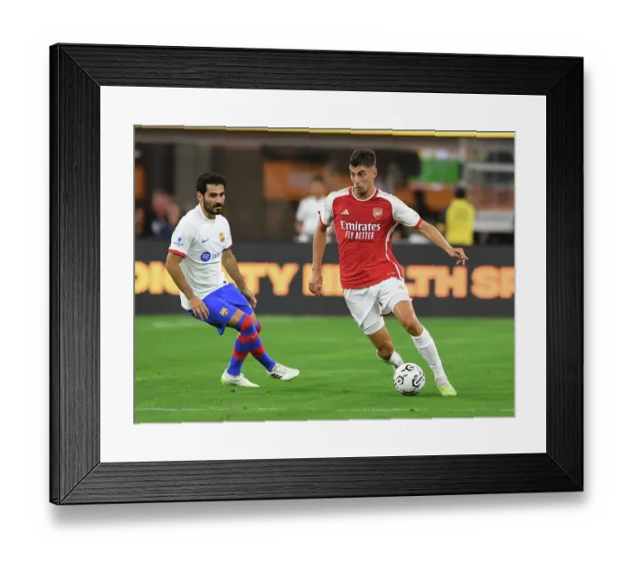 Framed Print : Arsenal vs. FC Barcelona: Pre-Season Clash at SoFi Stadium (2023) Framed Print : Arsenal vs. FC Barcelona: Pre-Season Clash at SoFi Stadium (2023)