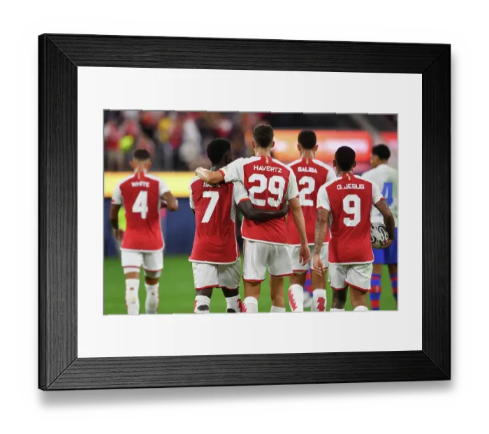 Framed Print : Arsenal vs. FC Barcelona: Havertz and Saka Celebrate Goals in Pre-Season Friendly at SoFi Stadium (2023)