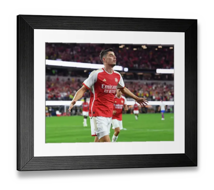 Framed Print : Arsenal vs. FC Barcelona: Kai Havertz Scores in Pre-Season Thriller at SoFi Stadium (2023-24)
