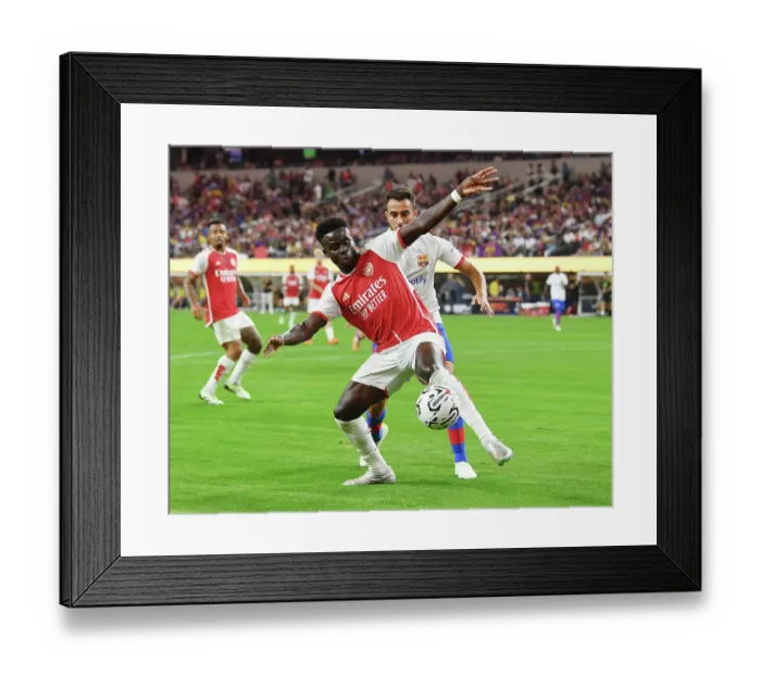 Framed Print : Arsenal vs. FC Barcelona: Battle in Inglewood - Pre-Season Clash 2023 Framed Print : Arsenal vs. FC Barcelona: Battle in Inglewood - Pre-Season Clash 2023