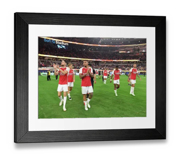 Framed Print : Arsenal and FC Barcelona: Clasico Showdown in Inglewood - Arsenal Players Celebrate with Fans Framed Print : Arsenal and FC Barcelona: Clasico Showdown in Inglewood - Arsenal Players Celebrate with Fans