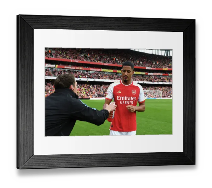 Framed Print : Arsenal's William Saliba Preps for AS Monaco Clash at Emirates Cup