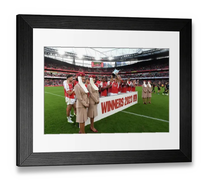 Framed Print : Arsenal Lift Emirates Cup: Martin Odegaard Celebrates Victory Over AS Monaco (2023-24)