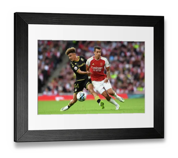 Framed Print : Arsenal vs AS Monaco: Intense Battle for Ball Possession - Emirates Cup 2023