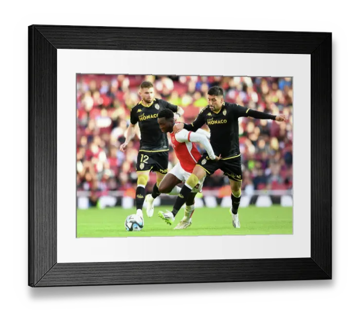 Framed Print : Arsenal vs AS Monaco: Nketiah vs Maripan Clash at Emirates Cup, 2023-24