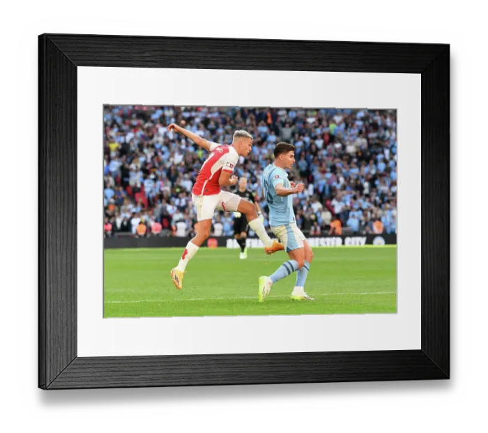 Framed Print : Arsenal's Trossard Scores Dramatic Goal in FA Community Shield Clash Against Manchester City Framed Print : Arsenal's Trossard Scores Dramatic Goal in FA Community Shield Clash Against Manchester City