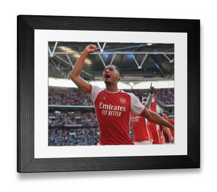 Framed Print : William Saliba's Emotional Community Shield Triumph: Arsenal's Victory over Manchester City (2023-24) Framed Print : William Saliba's Emotional Community Shield Triumph: Arsenal's Victory over Manchester City (2023-24)