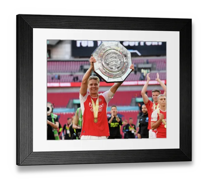 Framed Print : Arsenal Triumph over Manchester City: Lifting the FA Community Shield, 2023-24 Framed Print : Arsenal Triumph over Manchester City: Lifting the FA Community Shield, 2023-24