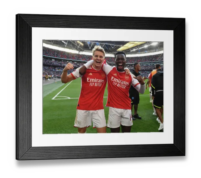 Framed Print : Arsenal: Odegaard and Nketiah Celebrate Community Shield Victory