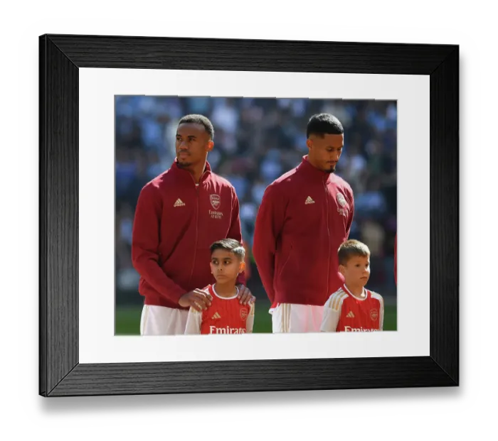 Framed Print : Arsenal's Magalhaes and Saliba Before FA Community Shield Clash Against Manchester City