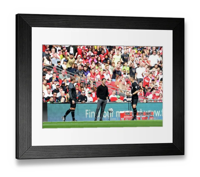 Framed Print : Arsenal's Mikel Arteta Receives Yellow Card in FA Community Shield Clash Against Manchester City