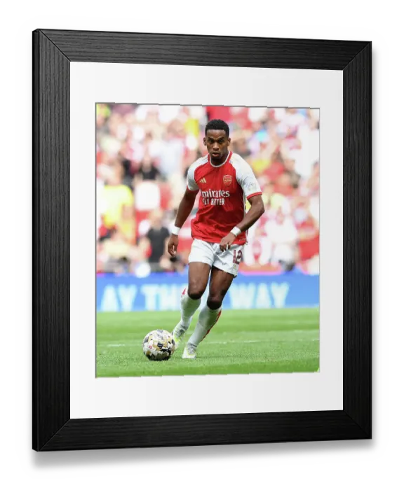 Framed Print : Arsenal's Jurrien Timber Chases the Ball in FA Community Shield Clash Against Manchester City, 2023-24