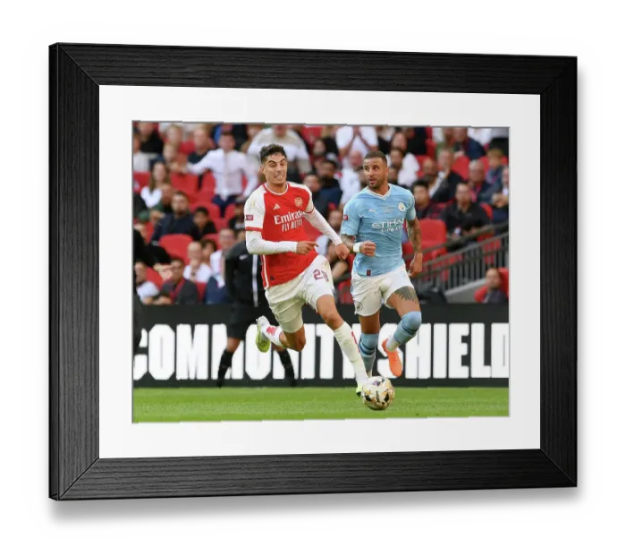 Framed Print : Havertz vs Walker Showdown: Arsenal vs Manchester City in FA Community Shield Battle Framed Print : Havertz vs Walker Showdown: Arsenal vs Manchester City in FA Community Shield Battle