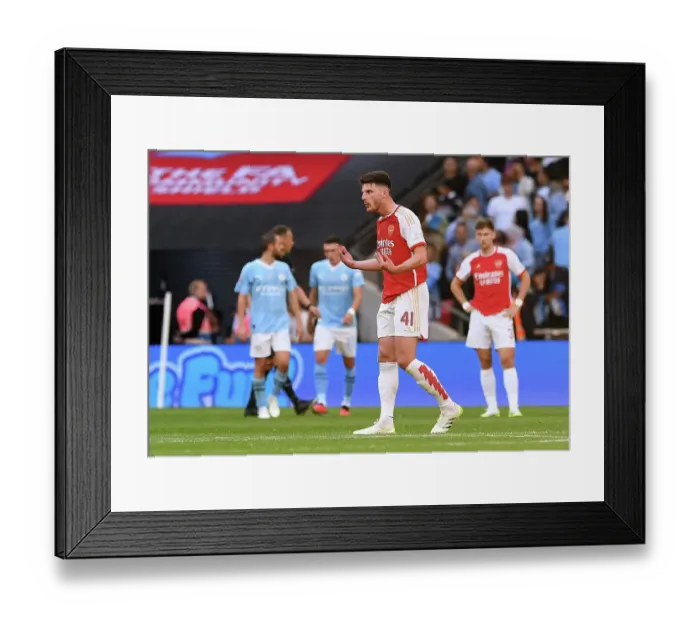 Framed Print : Arsenal's Declan Rice: Reaction at 2023-24 Community Shield: Manchester City vs. Arsenal