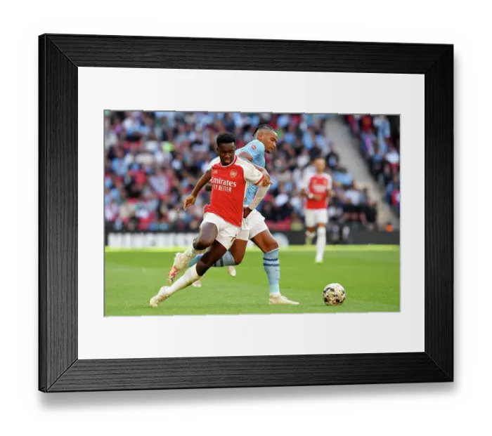 Framed Print : Nketiah vs Akanji: FA Community Shield Clash at Wembley - Arsenal vs Manchester City, 2023