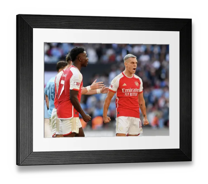 Framed Print : Arsenal Claims First Victory of the Season: Leandro Trossard Scores in Community Shield Win Against Manchester City