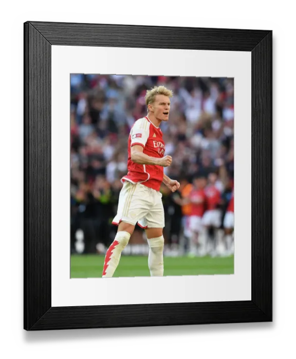 Framed Print : Martin Odegaard Scores the Winning Penalty: Arsenal Claims Community Shield Victory over Manchester City Framed Print : Martin Odegaard Scores the Winning Penalty: Arsenal Claims Community Shield Victory over Manchester City