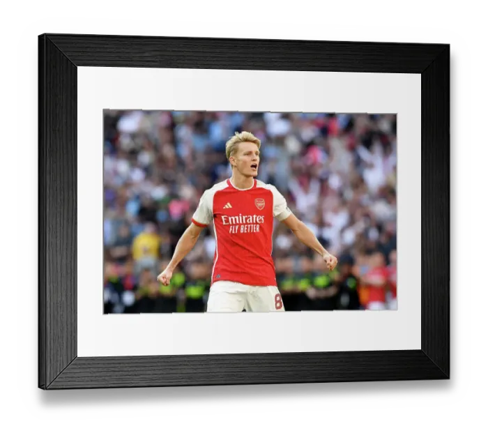 Framed Print : Odegaard Scores the Winning Penalty: Arsenal Wins FA Community Shield against Manchester City (2023-24)