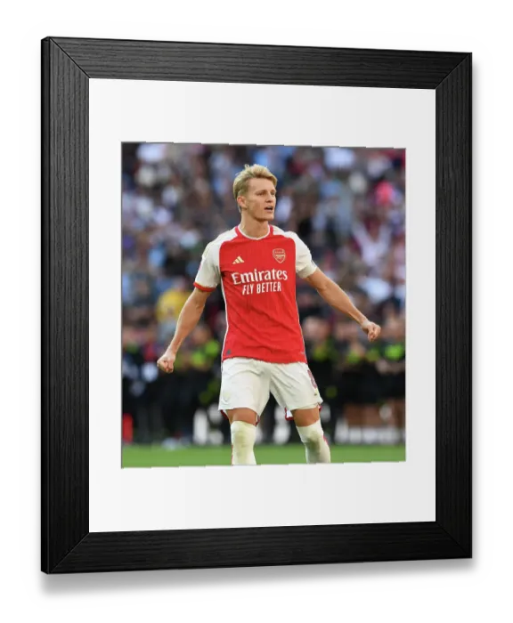 Framed Print : Martin Odegaard Scores the Winning Penalty: Arsenal Claims FA Community Shield over Manchester City Framed Print : Martin Odegaard Scores the Winning Penalty: Arsenal Claims FA Community Shield over Manchester City