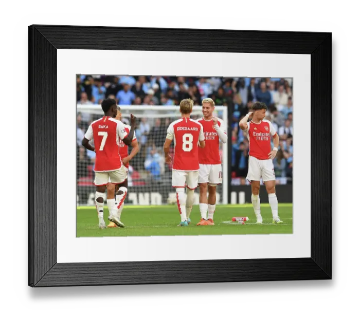 Framed Print : Arsenal's Emile Smith Rowe Celebrates Penalty Victory in FA Community Shield Thriller: Arsenal 1-1 Manchester City Framed Print : Arsenal's Emile Smith Rowe Celebrates Penalty Victory in FA Community Shield Thriller: Arsenal 1-1 Manchester City