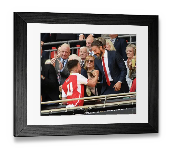 Framed Print : Arsenal's Josh Kroenke and Declan Rice Celebrate Community Shield Victory over Manchester City Framed Print : Arsenal's Josh Kroenke and Declan Rice Celebrate Community Shield Victory over Manchester City