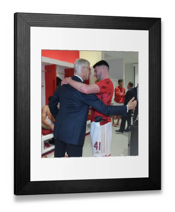Framed Print : Arsene Wenger Reunites with Declan Rice: Arsenal vs AS Monaco at Emirates Stadium (2023-24 Emirates Cup)