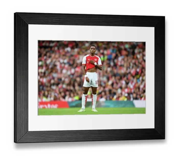 Framed Print : Jurrien Timber's Reaction: Arsenal's Defender Amidst Emirates Cup 2023 Tussle Against AS Monaco
