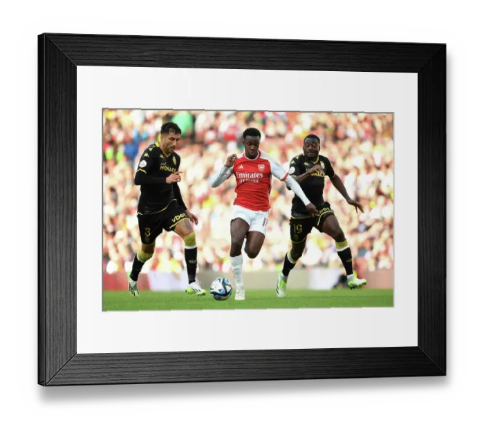 Framed Print : Intense Battle: Arsenal vs AS Monaco at Emirates Cup, 2023-24