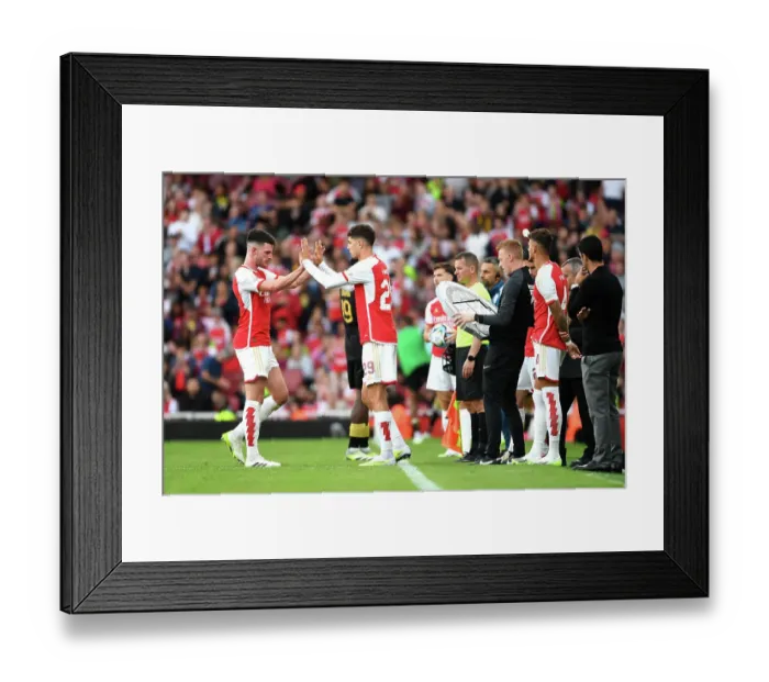 Framed Print : Arsenal vs AS Monaco: Rice Subbed Out in Emirates Cup Clash (2023-24)