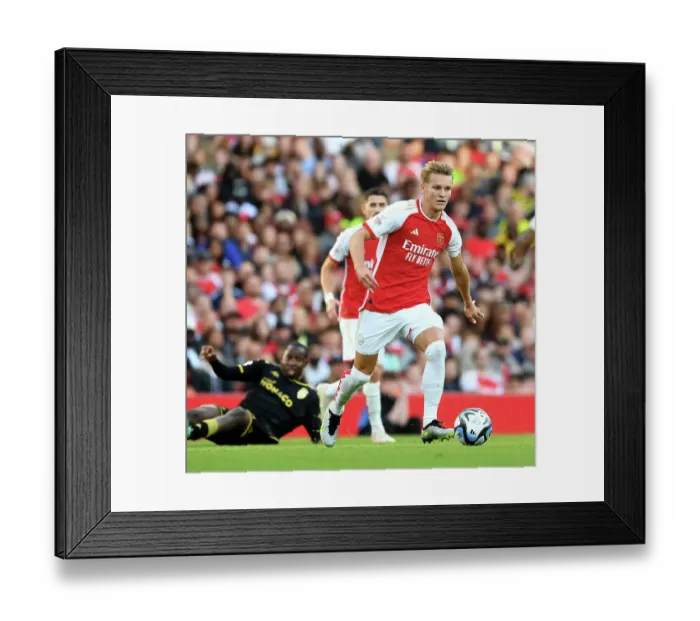Framed Print : Arsenal's Martin Odegaard Scores Thriller at Emirates Cup: Arsenal FC vs AS Monaco (2023-24)