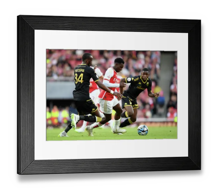 Framed Print : Arsenal's Nketiah Faces Off Against AS Monaco's Matsima in 2023-24 Emirates Cup Clash