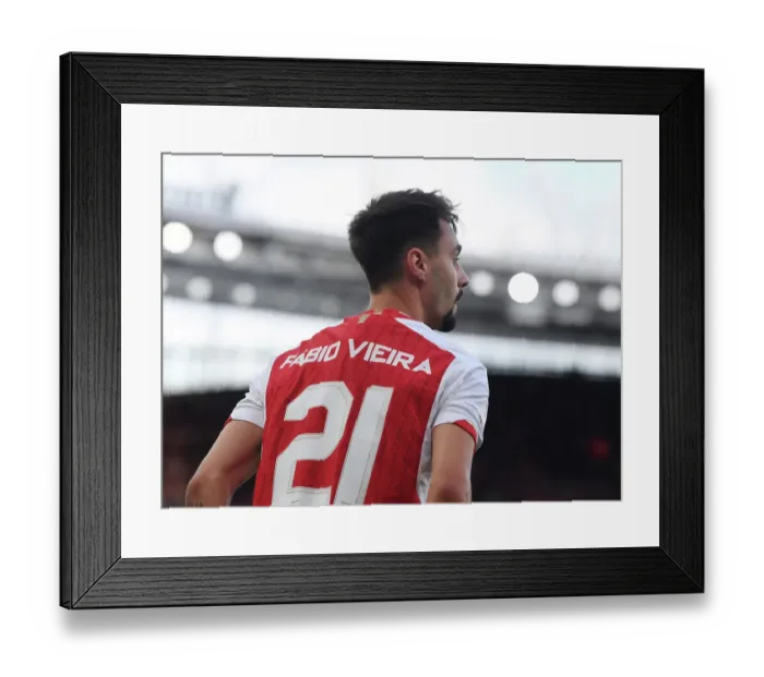 Framed Print : Arsenal's Fabio Vieira Shines in Arsenal vs AS Monaco Emirates Cup Clash, 2023-24