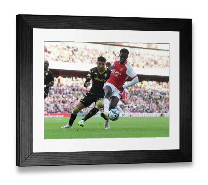 Framed Print : Arsenal's Eddie Nketiah Scores in Pre-Season Clash Against AS Monaco at Emirates Stadium (2023-24) Framed Print : Arsenal's Eddie Nketiah Scores in Pre-Season Clash Against AS Monaco at Emirates Stadium (2023-24)