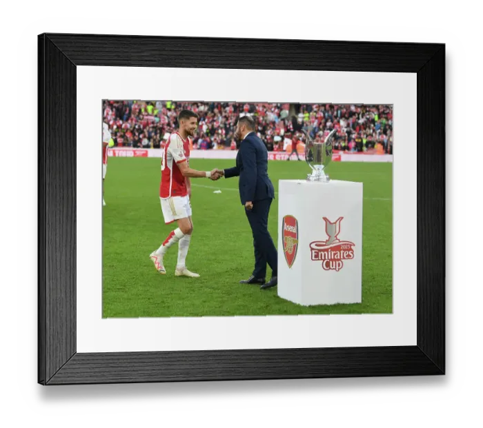 Framed Print : Arsenal FC Celebrates Emirates Cup Victory Over AS Monaco: Jorginho Lifts the Trophy