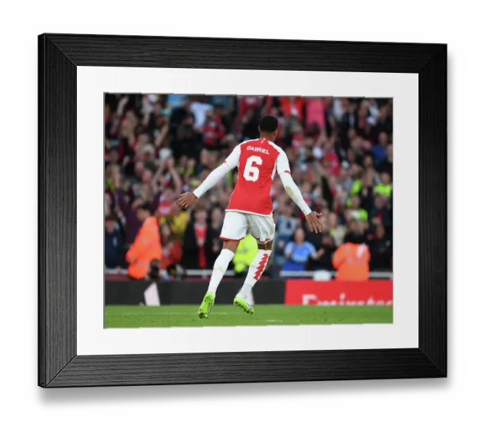 Framed Print : Arsenal's Gabriel Scores Penalty in Emirates Cup Clash Against AS Monaco, 2023-24 Framed Print : Arsenal's Gabriel Scores Penalty in Emirates Cup Clash Against AS Monaco, 2023-24