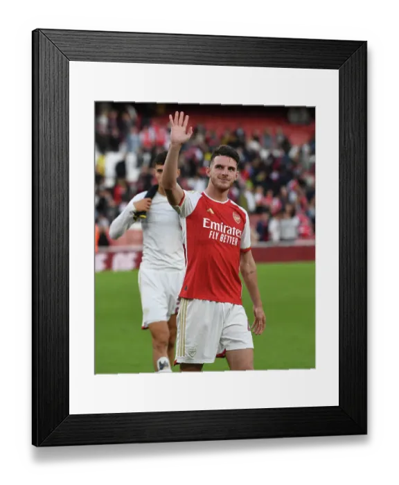 Framed Print : Arsenal's Welcome: Rice Greets Fans After Arsenal FC vs AS Monaco Emirates Cup Match, 2023