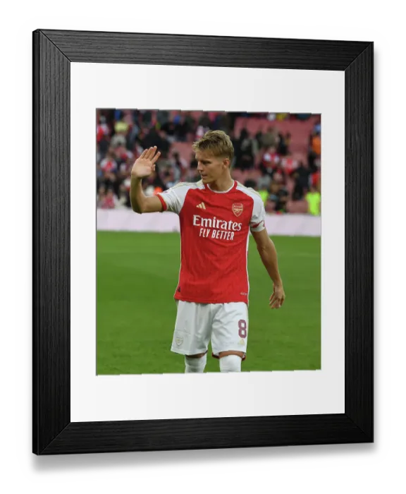 Framed Print : Martin Odegaard Bids Farewell: Arsenal FC vs AS Monaco, Emirates Cup 2023-24