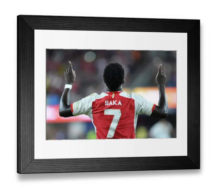 Framed Print : Bukayo Saka Scores Historic First Goal for Arsenal Against FC Barcelona at SoFi Stadium, 2023 Framed Print : Bukayo Saka Scores Historic First Goal for Arsenal Against FC Barcelona at SoFi Stadium, 2023