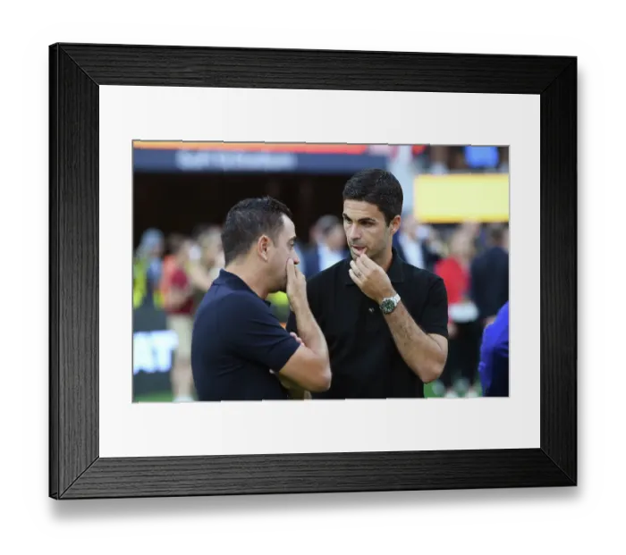 Framed Print : Mikel Arteta and Xavi Reunite: Arsenal vs. Barcelona Pre-Season Showdown at SoFi Stadium Framed Print : Mikel Arteta and Xavi Reunite: Arsenal vs. Barcelona Pre-Season Showdown at SoFi Stadium